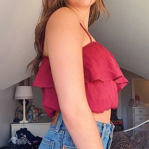 maroon crop top (charlotte russe)